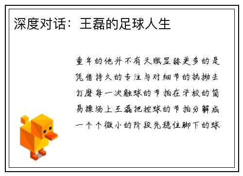 深度对话：王磊的足球人生