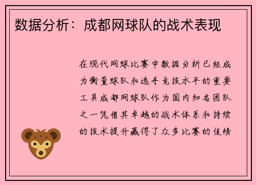 数据分析：成都网球队的战术表现